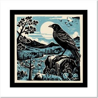 Lino Cut Birds Posters and Art